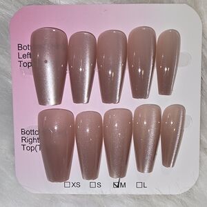 Shimmery Catseye Nude Press-On Nails